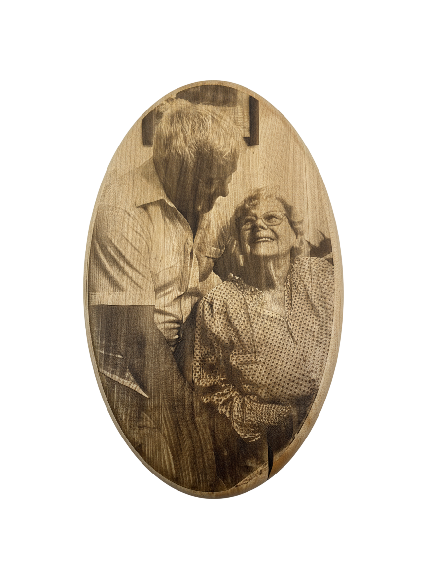 Enhanced laser-engraved portrait plaque