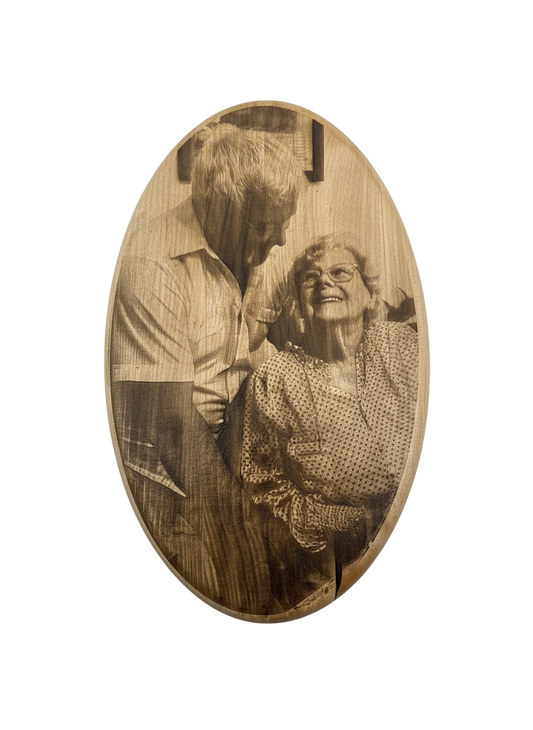 Enhanced laser-engraved portrait plaque